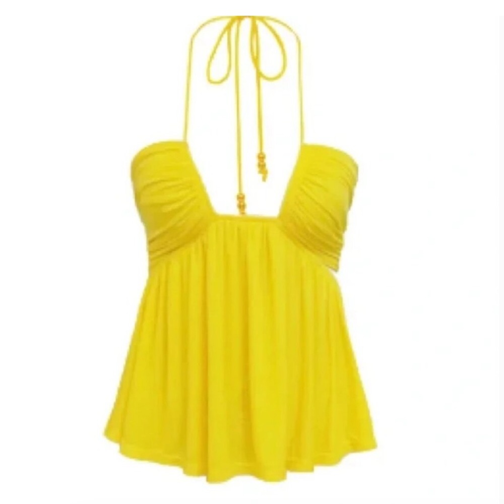 STAUD Yellow Halter Babydoll Camisole